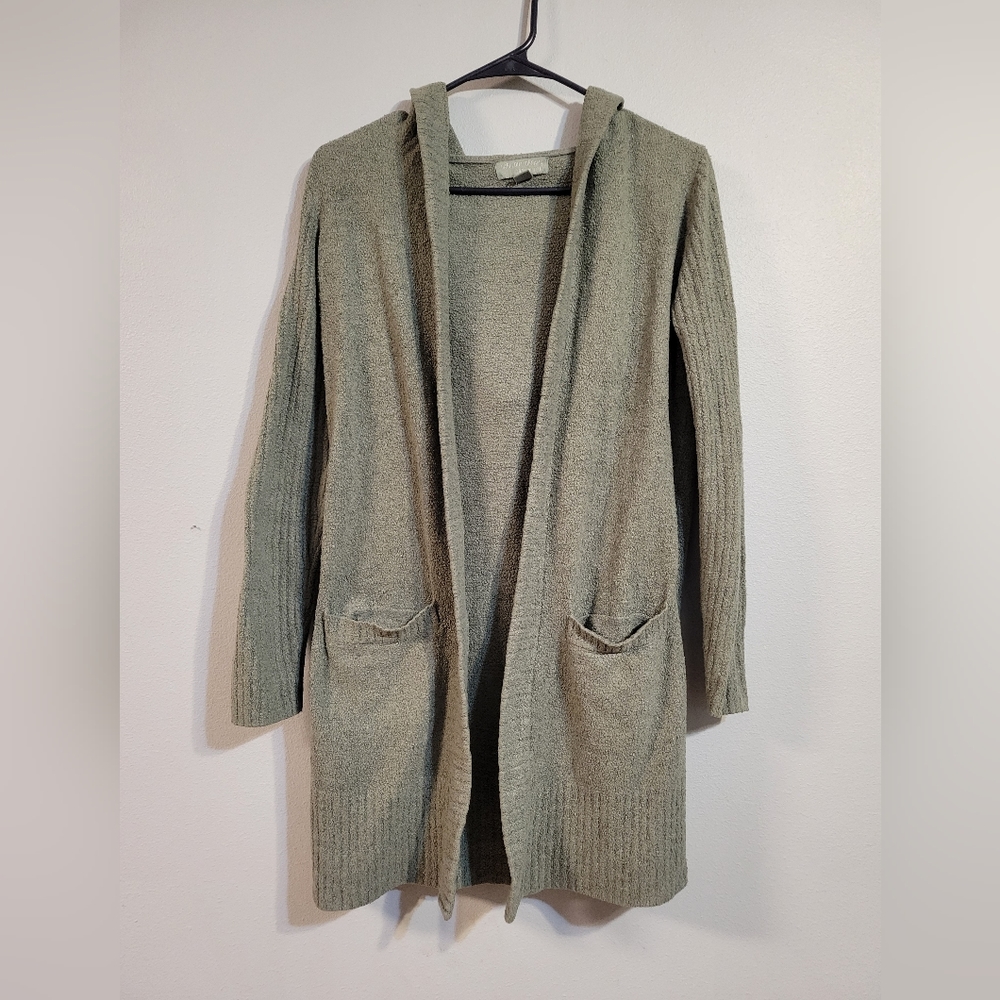 Barefoot Dreams XS long line cozychic lite sage green fleece open front cardigan